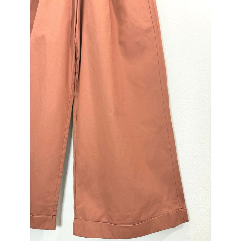 Anthropologie Tiny Ulysses Wide Leg Pants Rust Cotton Poplin High Rise NWT Sz L - Picture 8 of 13